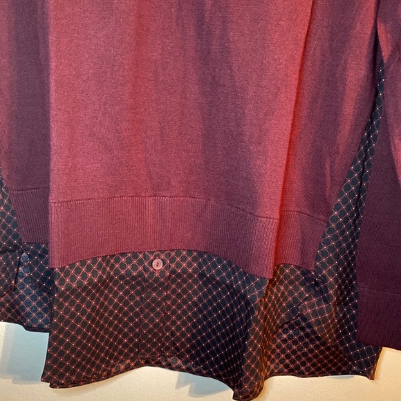 NWT Loft maroon mixed media sweater w navy line XL - Picture 5 of 13